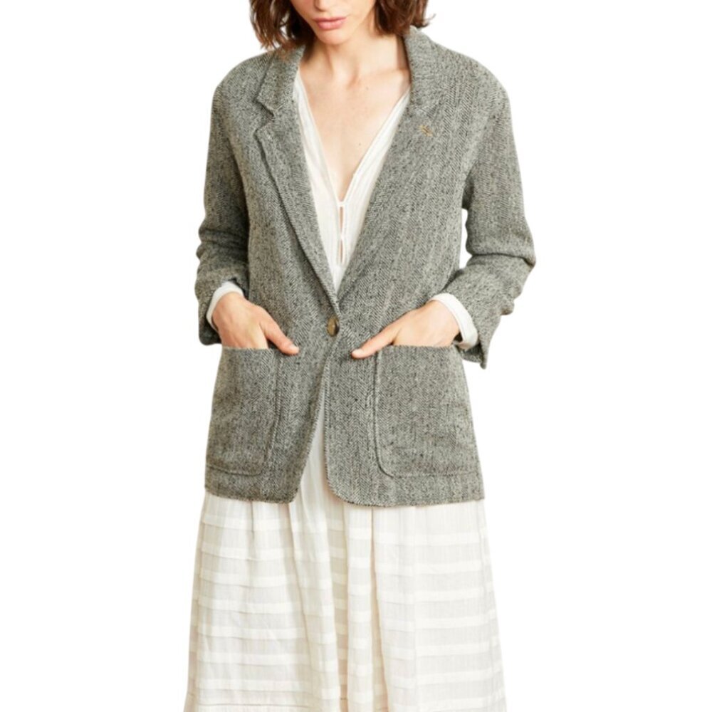 Swildens XXX Phoenix Blazer Jacket Coat Womens 2 Black White Herringbone Large